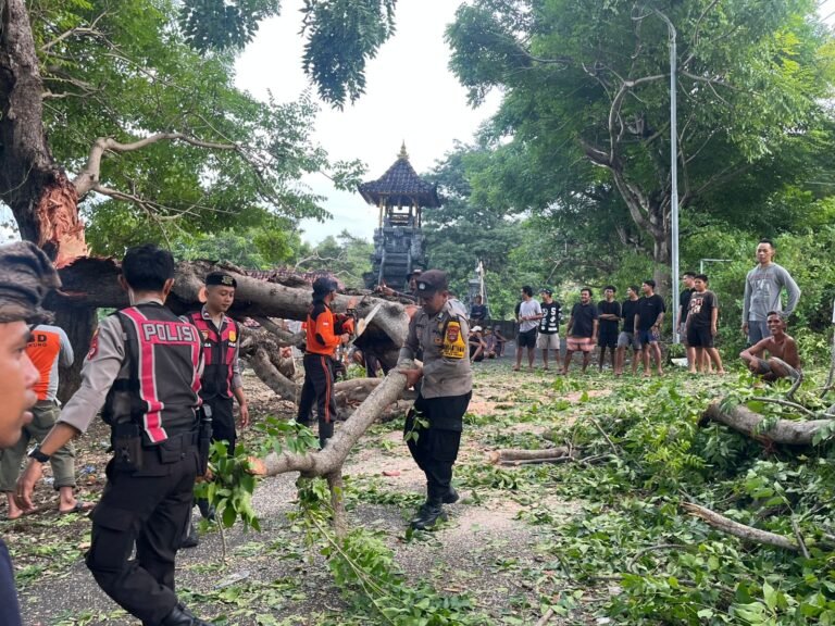 Respon Cepat Polsek Nusa Penida Tangani Bencana Alam