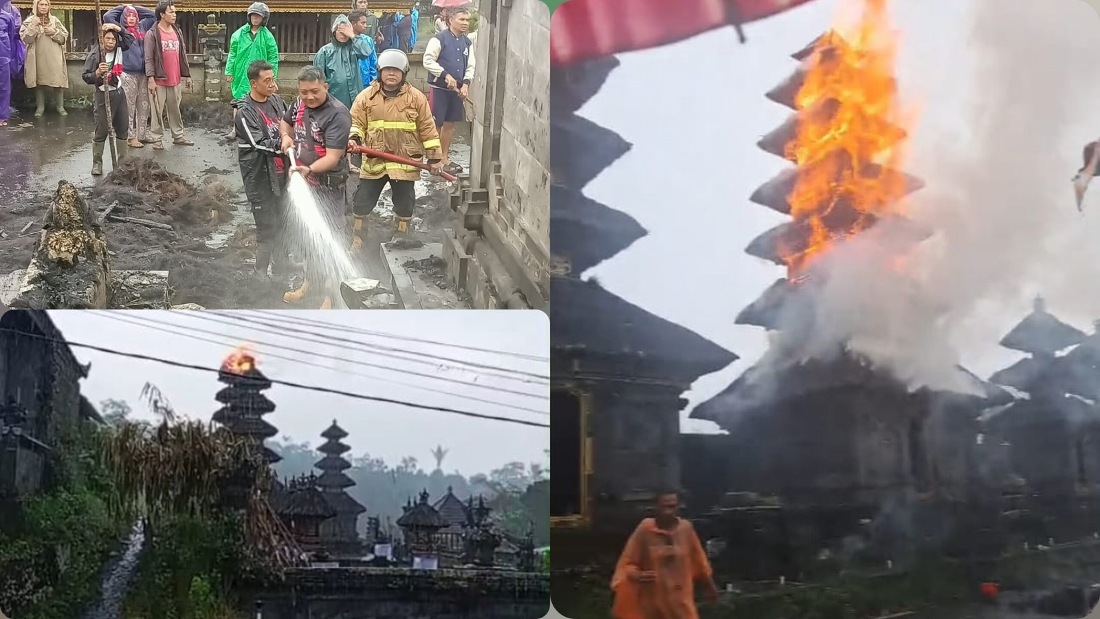 Tersambar Petir, Meru Tumpang 7 Di Pura Bale Agung Abang Songan Ludes Terbakar