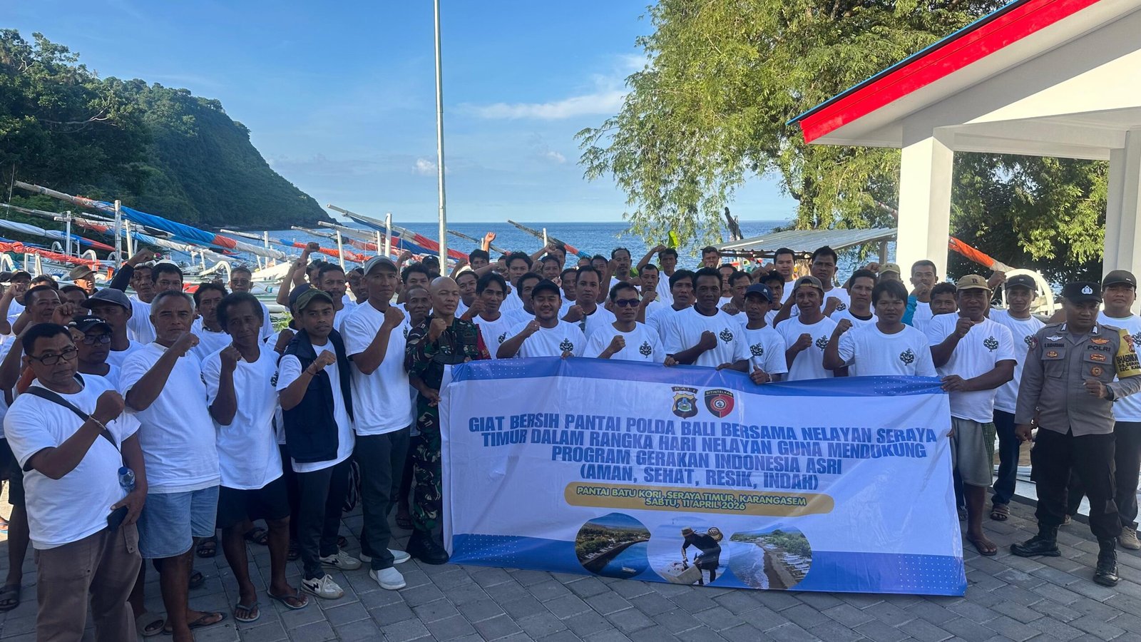 Sinergi Polda Bali dan Nelayan Seraya Timur, Dukung Kampung Nelayan Merah Putih dan Aksi Bersih Pantai