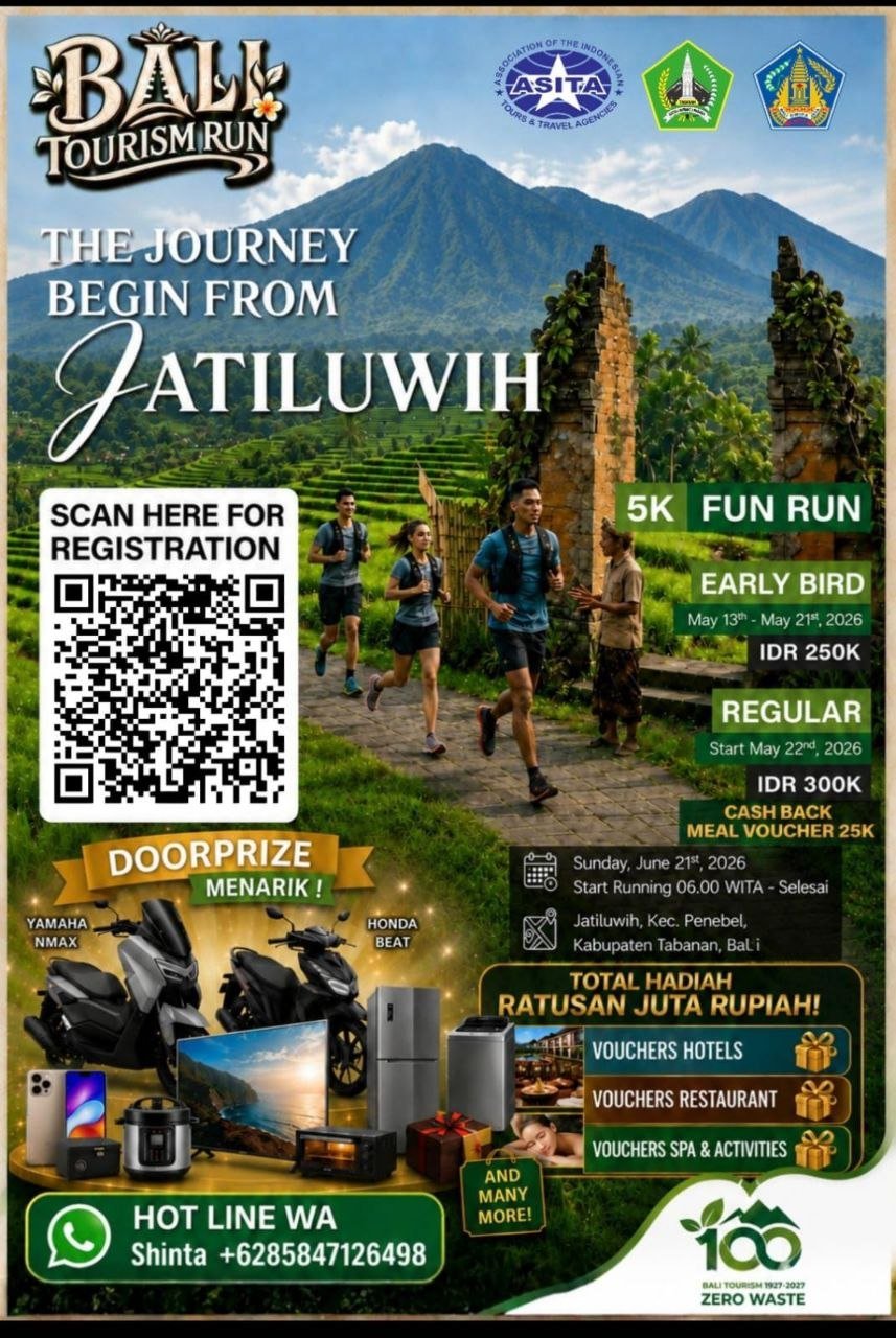 2.000 Pelari Siap Ramaikan Bali Tourism Run 2026 di Jatiluwih, Rayakan Road To 100 Years Bali Tourism