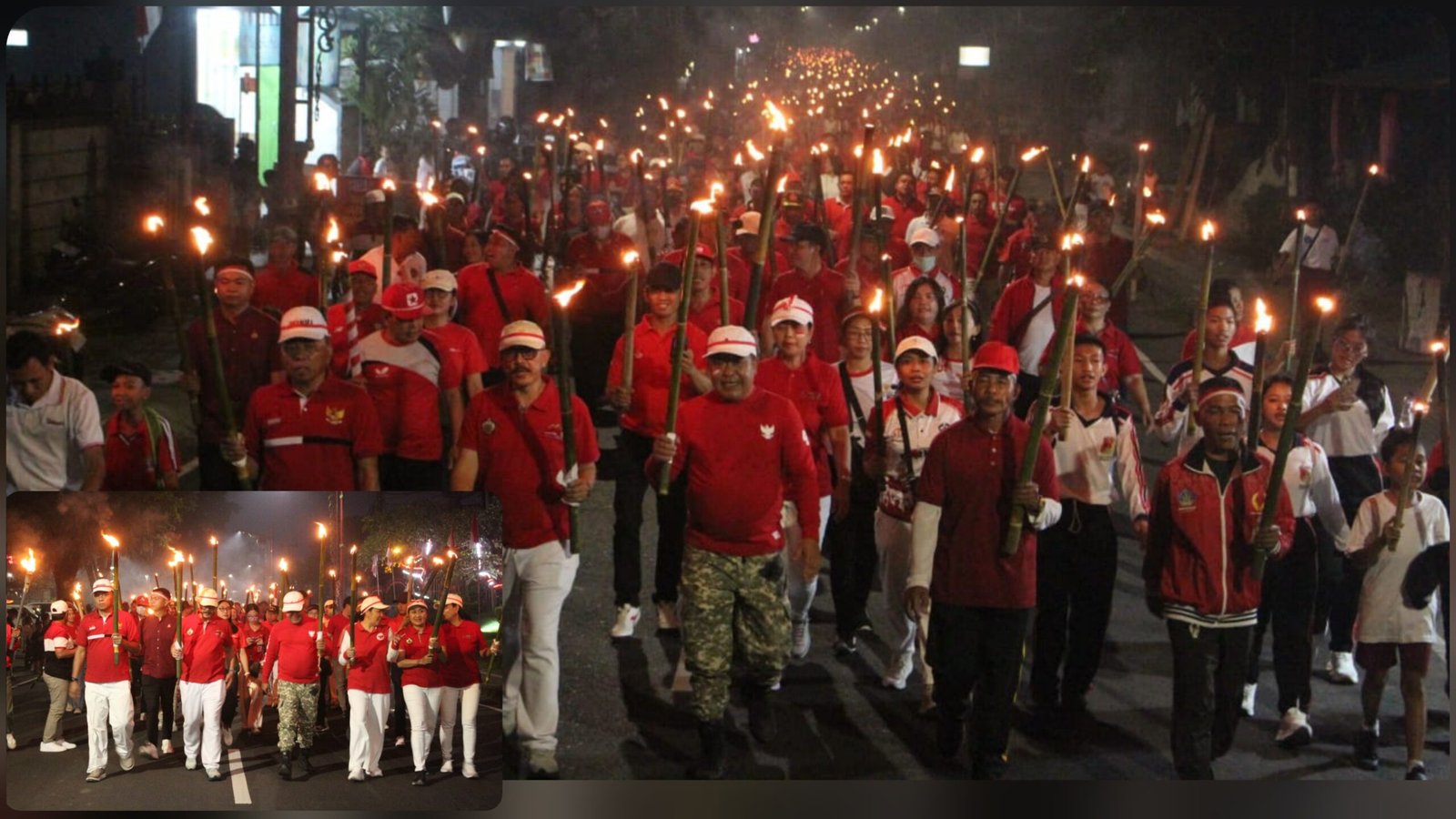 Bangli Membara! Ribuan Warga Nyalakan Obor, Formasi 81 Warnai Malam Kemerdekaan