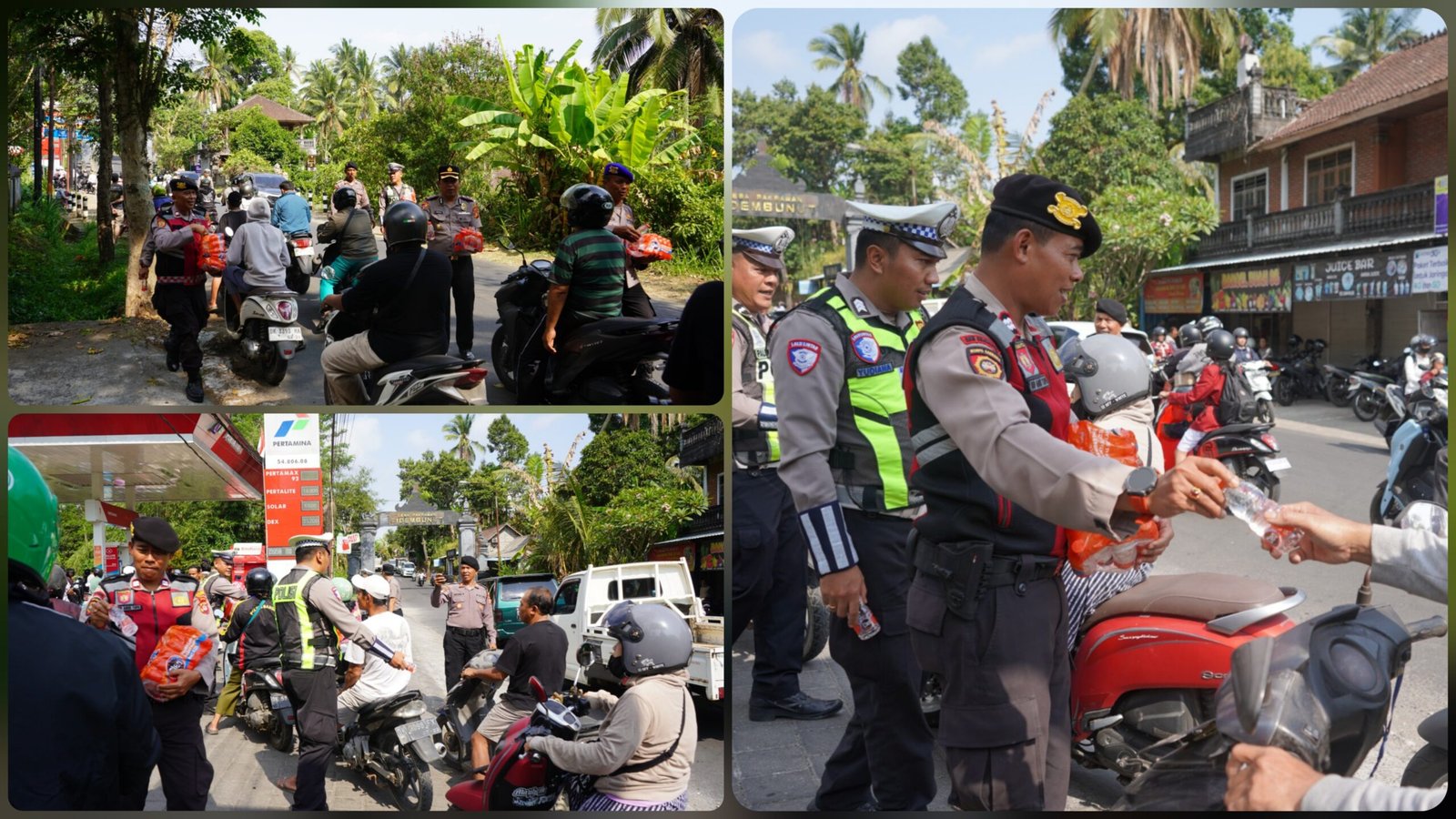 BBM LANGKA DI BANGLI, ANTREAN KENDARAAN MENGULAR SETENGAH KILOMETER, POLISI TURUN BAGIKAN AIR MINERAL